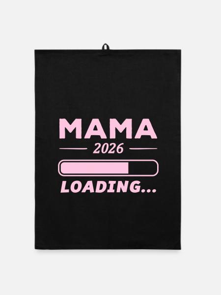 Mama 2026 Loading... - Organic dish towel - black - Front