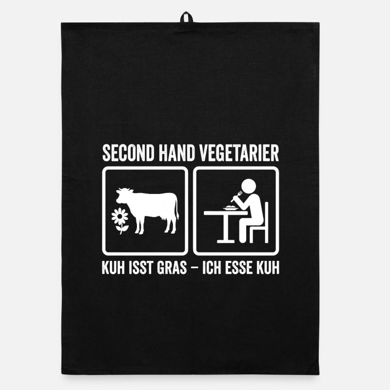 Second Hand Vegetarier – Lustiges Fleisch Design Organic Geschirrtuch