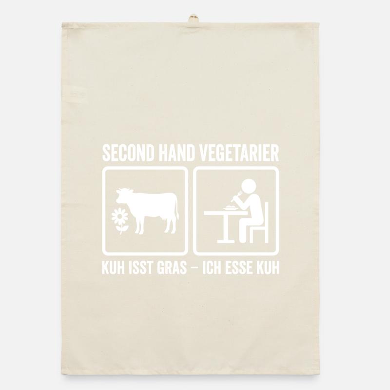 Second Hand Vegetarier – Lustiges Fleisch Design Organic Geschirrtuch