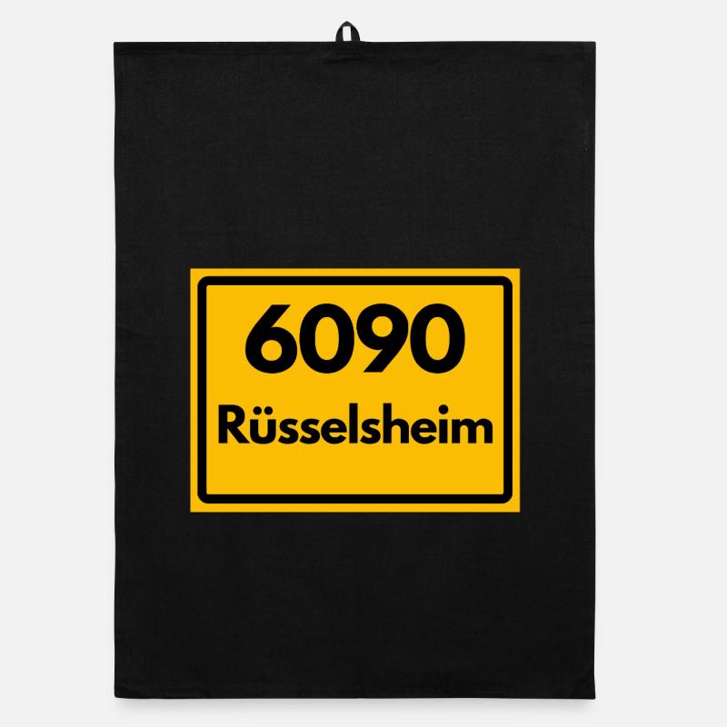 ALTE POSTLEITZAHL PLZ RETRO 6090 RÜSSELSHEIM  Organic Geschirrtuch
