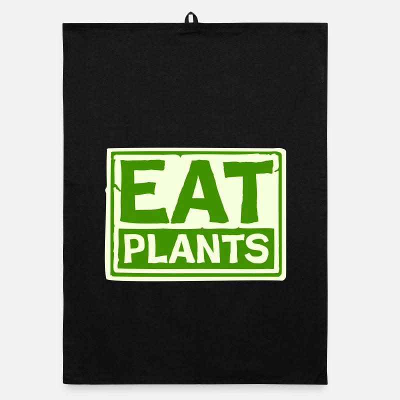 Eat Plants Lustig Vegan Vegetarisch Statement Logo Organic Geschirrtuch