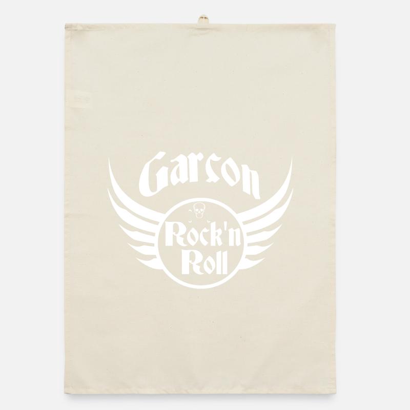 Garçon Rock and Roll Crâne Ailes Blanc Torchon bio