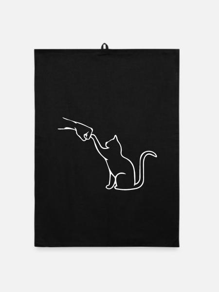 Cat Dad Cat Lovers Cats Fist Team - Organic dish towel - black - Front