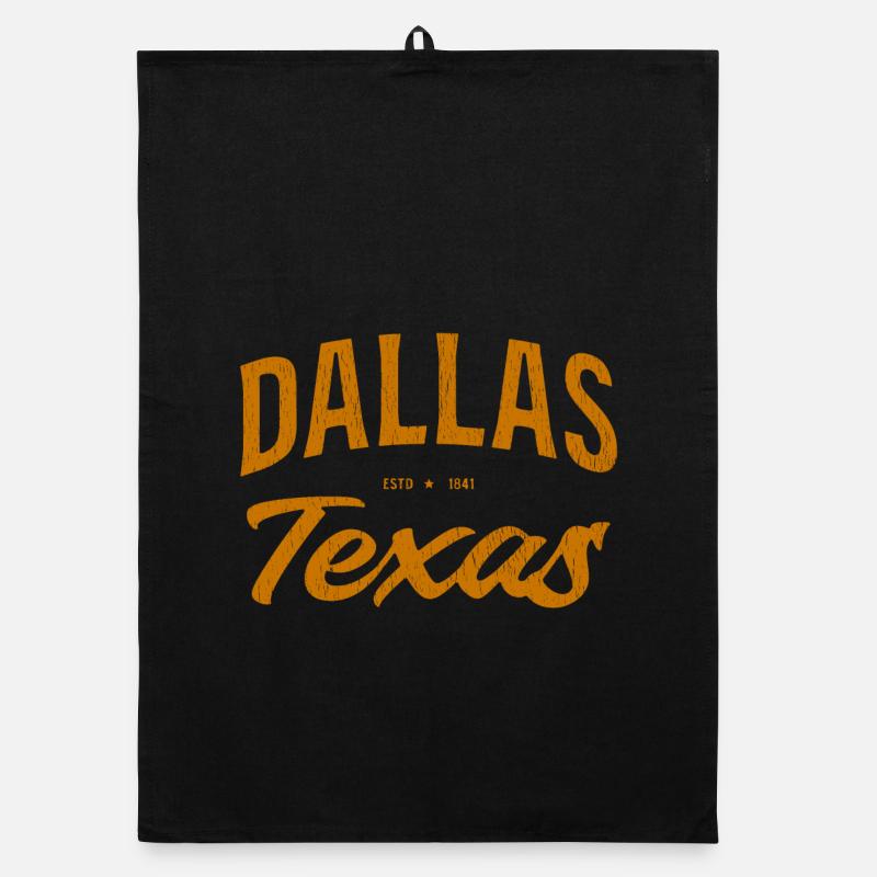 Dallas Texas Vintage Script 1841 Organic Geschirrtuch