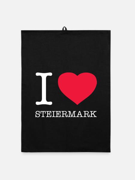 I LOVE STEIERMARK - Organic Geschirrtuch - Schwarz - Vorne