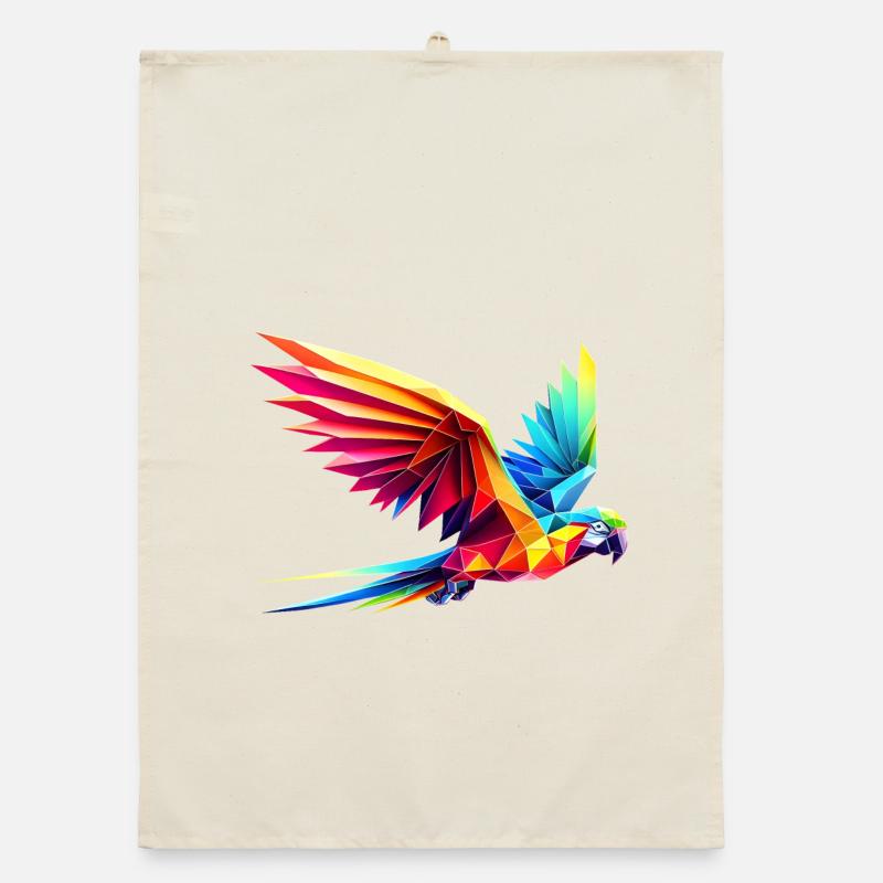3d geometric multicolor origami parrot Organic dish towel