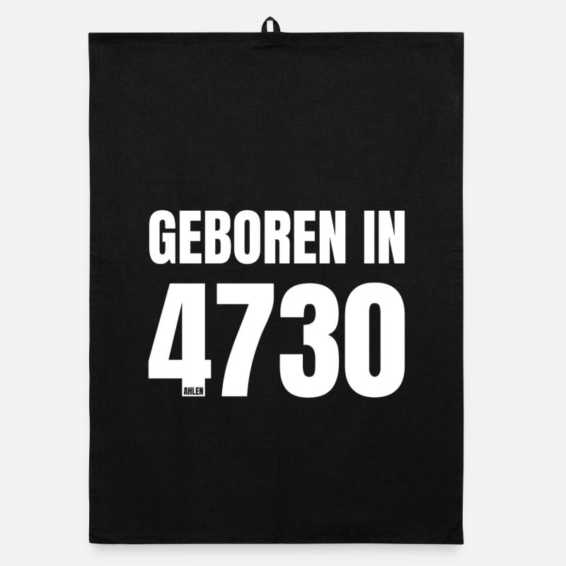 Design 18 – Born in 4730 Organic dish towel