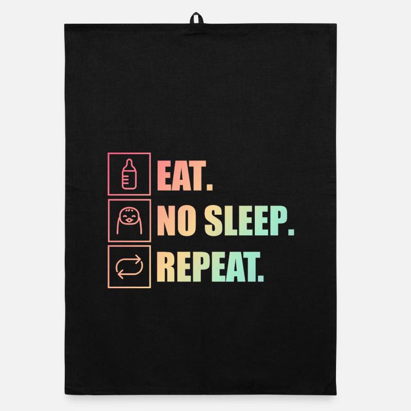 Manger. Pas de sommeil. Répéter. – Mode parent actif - Torchon bio - noir