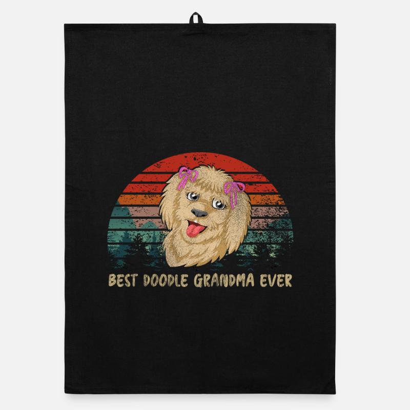 Best Doodle Grandma ever with Pink Bows Organic dish towel