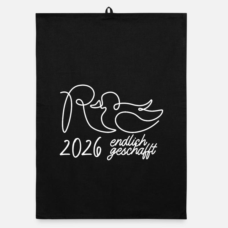 Rente eine Linie - 2026 Endlich geschafft - Organic Geschirrtuch - Schwarz