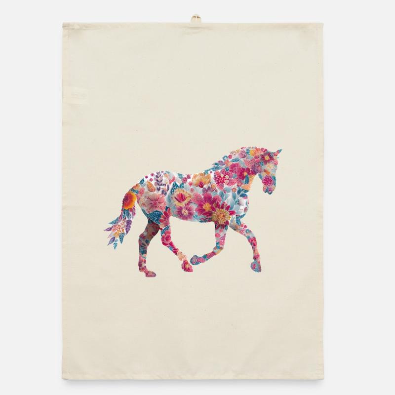 Pferd Blumen Muster Organic Geschirrtuch