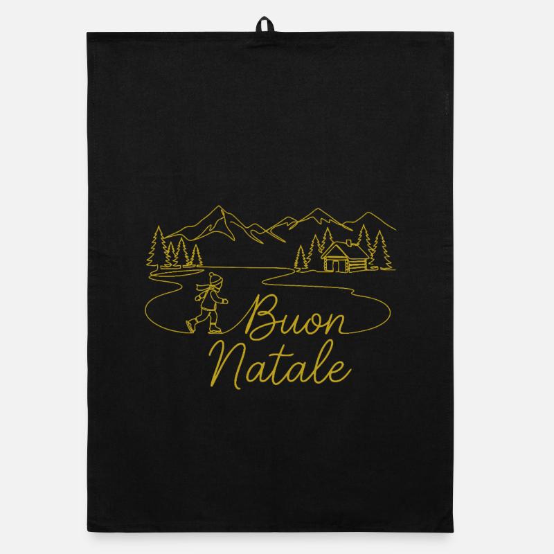 Buon Natale winter landscape wintry Organic dish towel