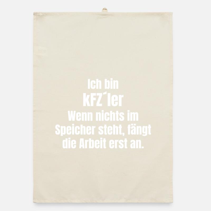 Motor vehicle saying: Work is just beginning Organic dish towel