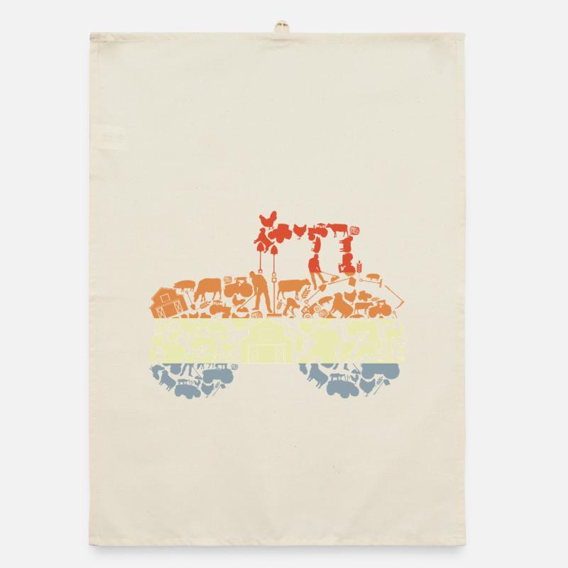 Retro Tractor Silhouette Organic dish towel