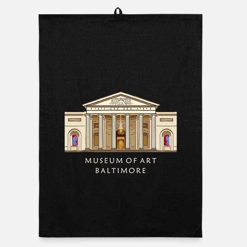Musée de Baltimore, illustration dessinée à la main Torchon bio
