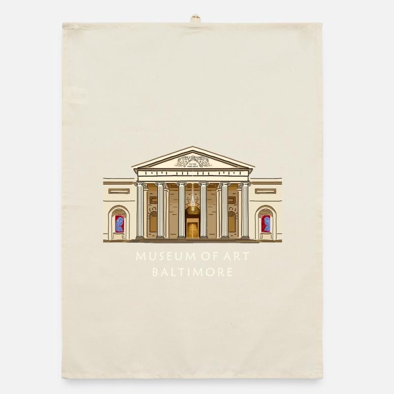 Musée de Baltimore, illustration dessinée à la main Torchon bio