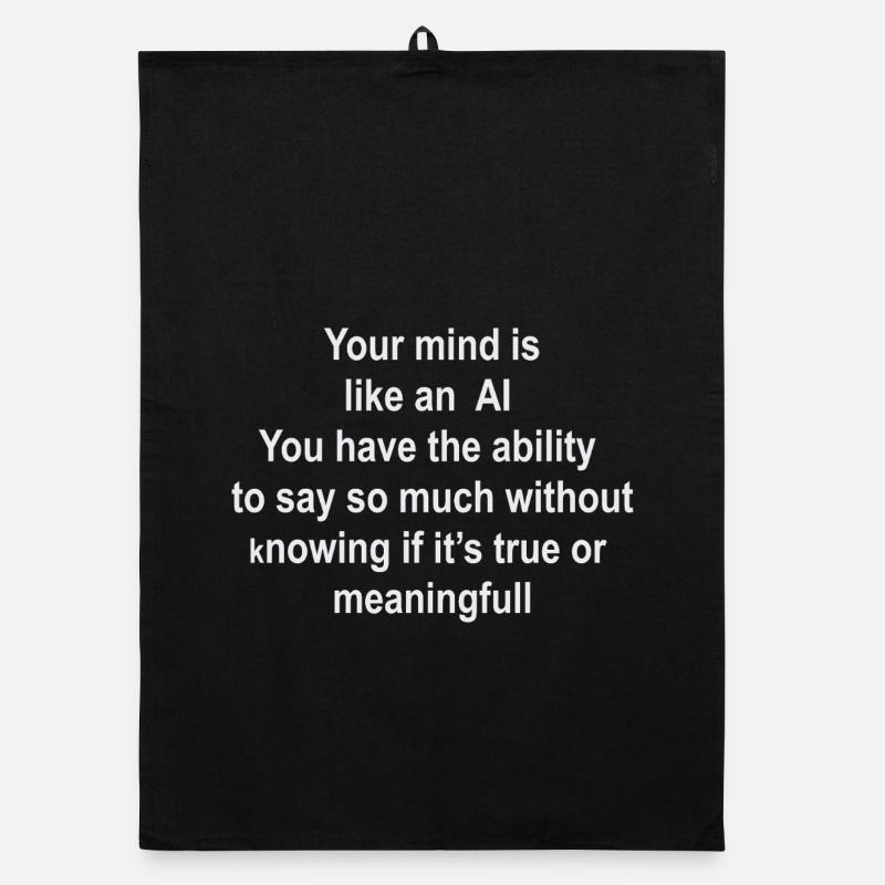 Brain as AI: Words without Value - Organic dish towel - black