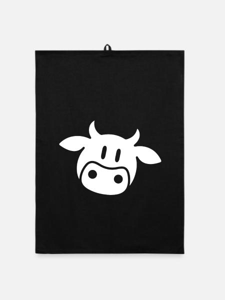 Weiße Kuh Silhouette Bauernhof Landleben - Organic Geschirrtuch - Schwarz - Vorne