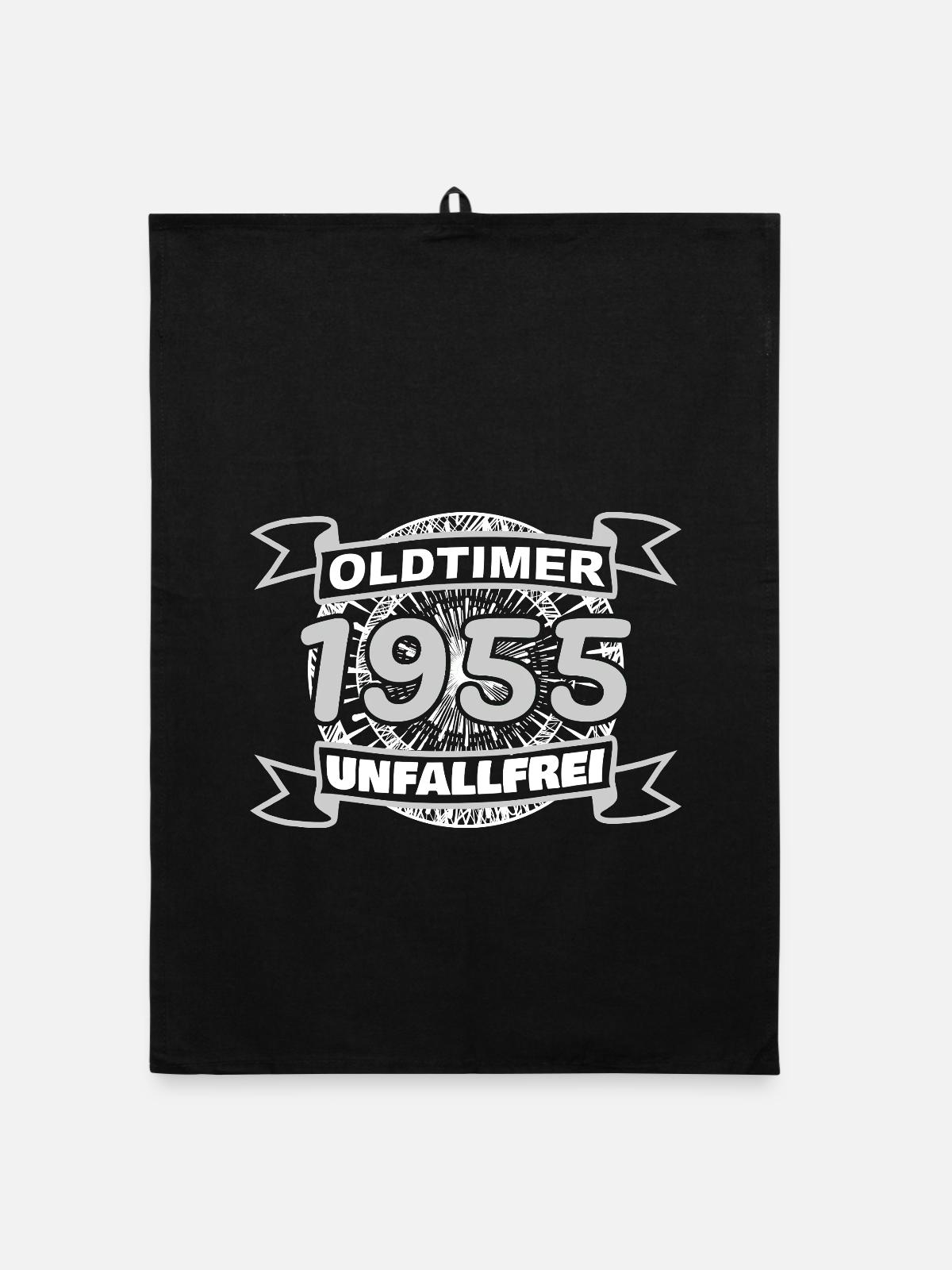 Oldtimer 1955 - Organic Geschirrtuch - Schwarz - Vorne