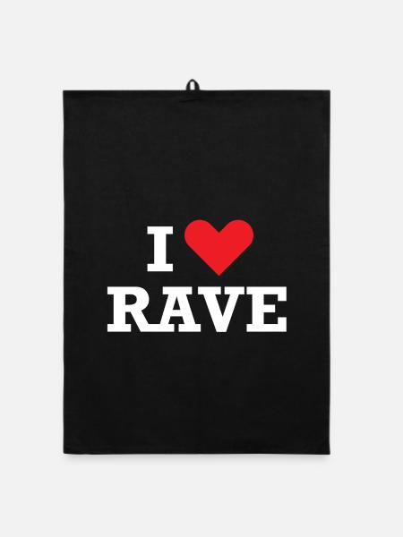 Ich liebe Rave - Organic Geschirrtuch - Schwarz - Vorne