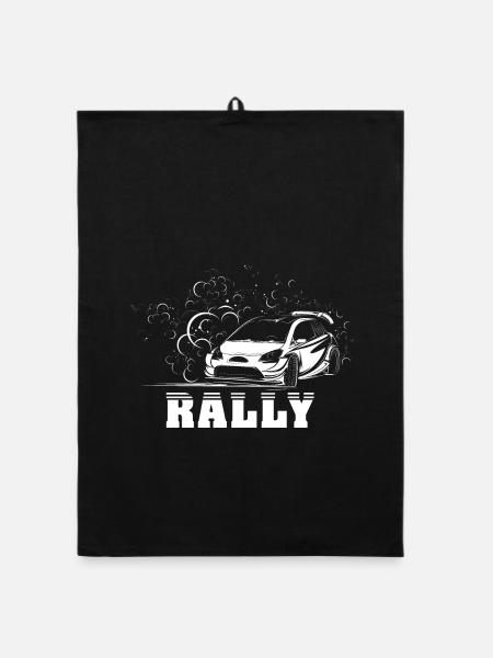 rally racing dirt drifting offroad cross Autos - Organic Geschirrtuch - Schwarz - Vorne