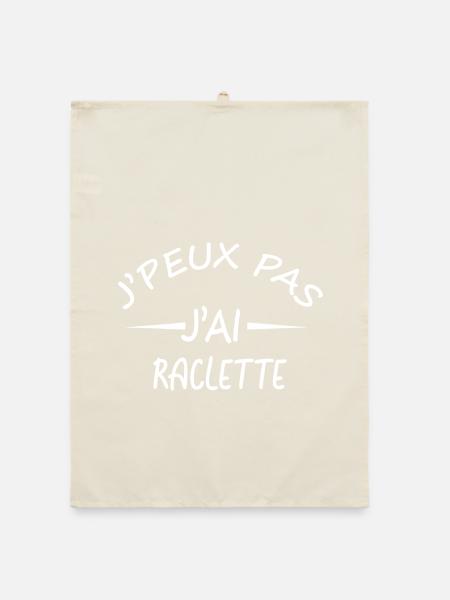 Je peux pas j'ai raclette - Torchon bio - nature - Devant