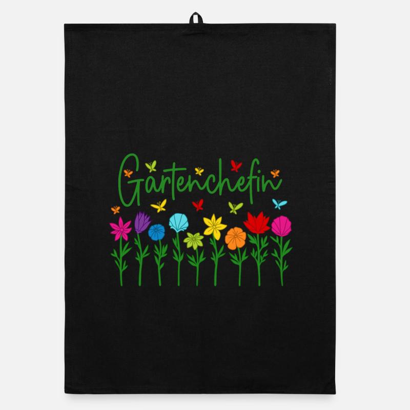 Garten Chefin Blumen Gartenarbeit Gartenchefin - Organic Geschirrtuch - Schwarz