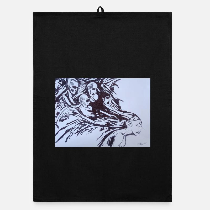 Distorted images - Organic dish towel - black