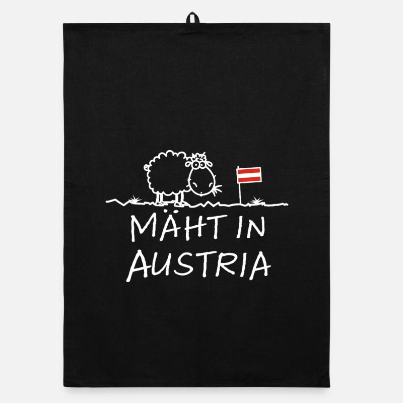 Mäht in Austria – Lustiger Schaf Spruch mit Humor Organic dish towel