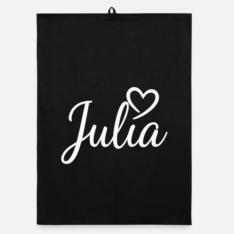 Julia Name font with heart Organic dish towel
