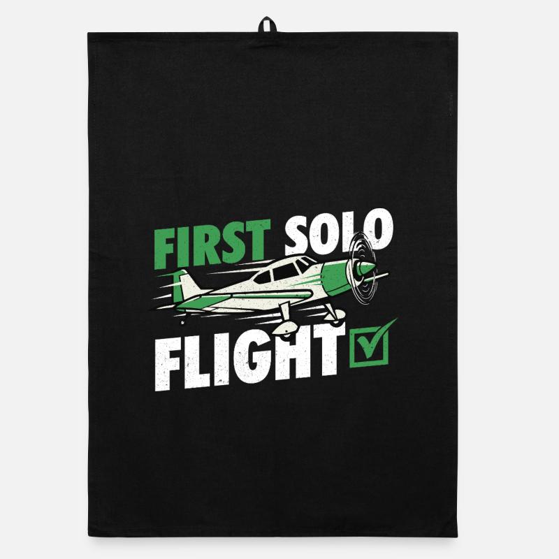 First Solo Flight Pilot Humor Aviation Student  Organic dish towel