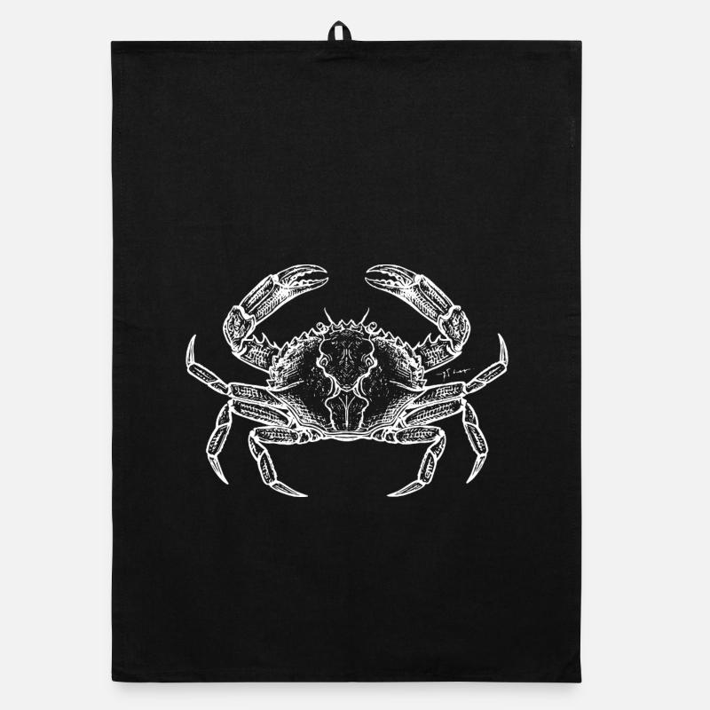 Crab Line Art-Emblem Organic Geschirrtuch