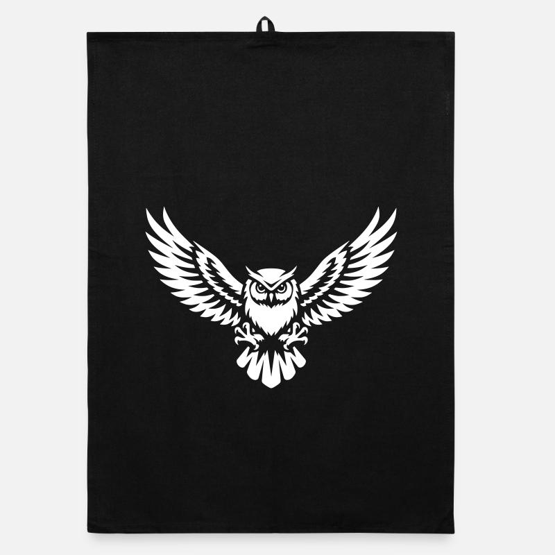 Owl with outstretched wings Organic dish towel