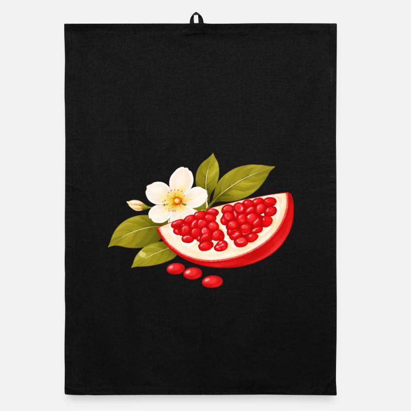 Motif de la fleur de grenade - Torchon bio - noir