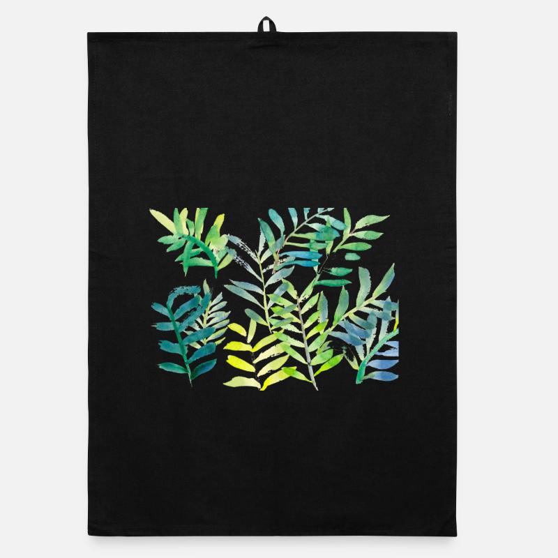 Branches de feuilles aquarelles Torchon bio