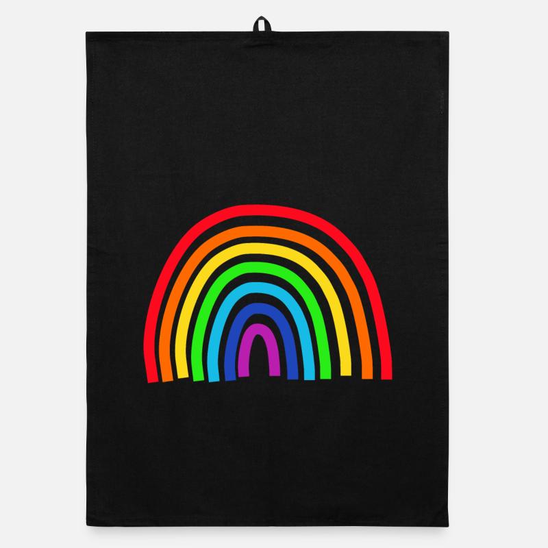 Regenbogen bunt - Organic Geschirrtuch - Schwarz