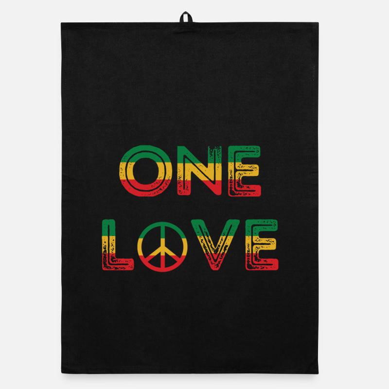 One Love Reggae Peace - Organic Geschirrtuch - Schwarz