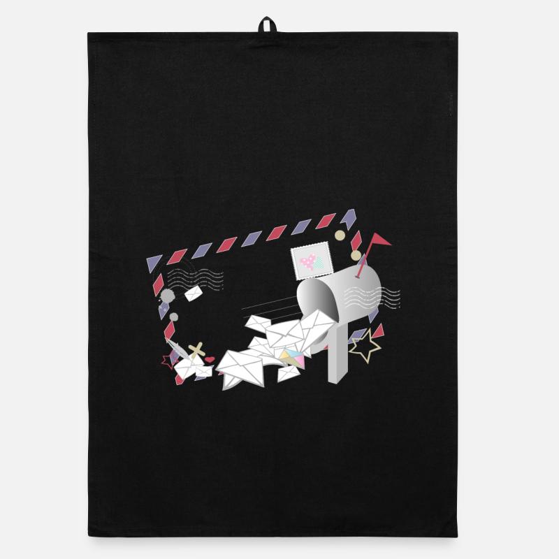 Airmail frame with letters and mailbox Organic dish towel