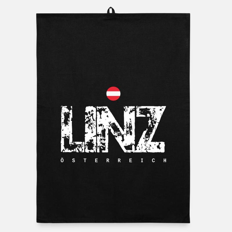 Linz Distressed City Text Organic Geschirrtuch