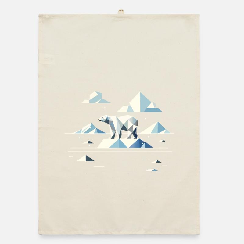 Geometrischer Eisbär auf Eisscholle–Arktische Ruhe Organic Geschirrtuch