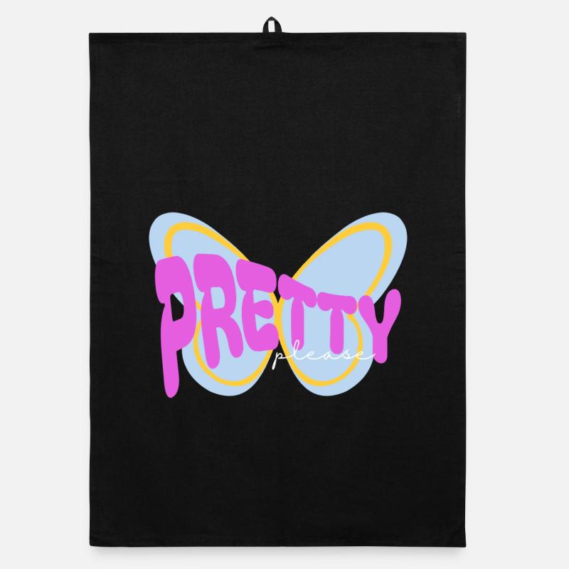 Design imprimé sarcastique « Pretty please » Torchon bio