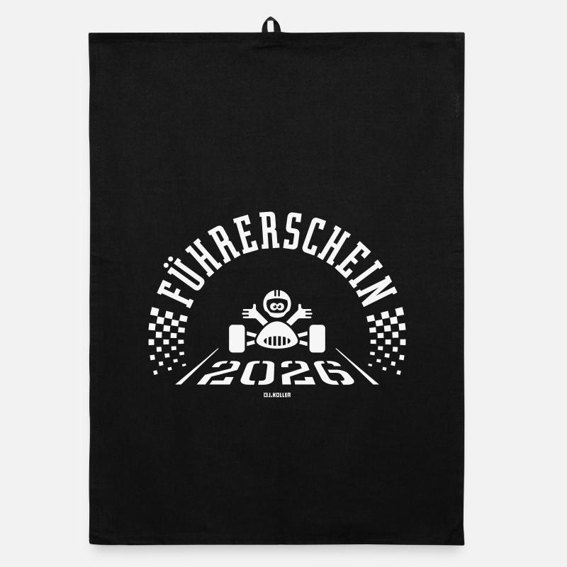 Führerschein 2026 (Fahranfänger / White) - Organic Geschirrtuch - Schwarz