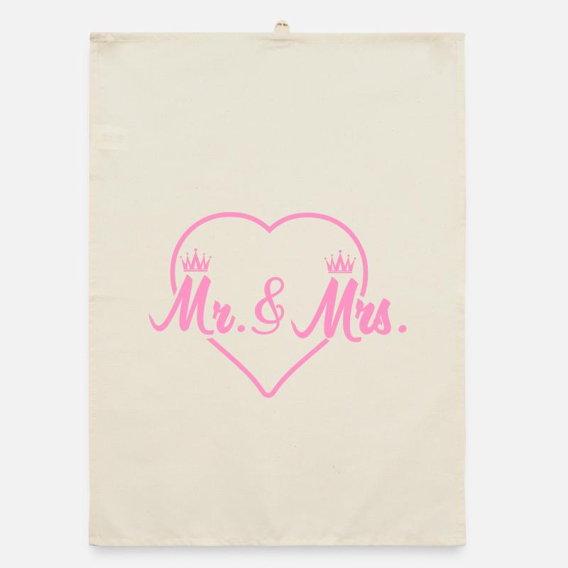 Heart Crowns Mr & Mrs Design Organic dish towel