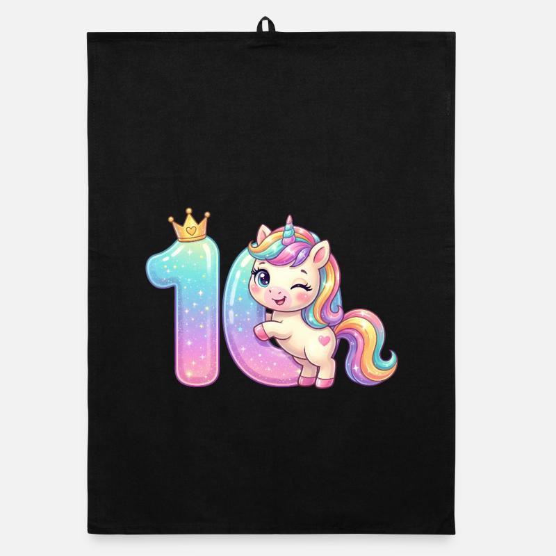 Ich bin 10 Kawaii Einhorn Mädchen Geburtstag Organic Geschirrtuch