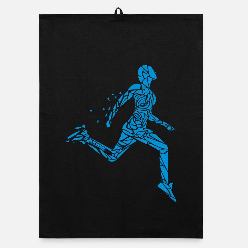 Runner, Läufer, Jogger, Jogging, Marathon, Joggen - Organic Geschirrtuch - Schwarz