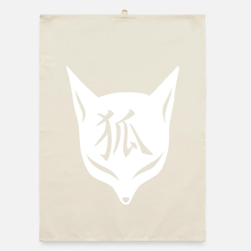 Fox manga white Organic dish towel