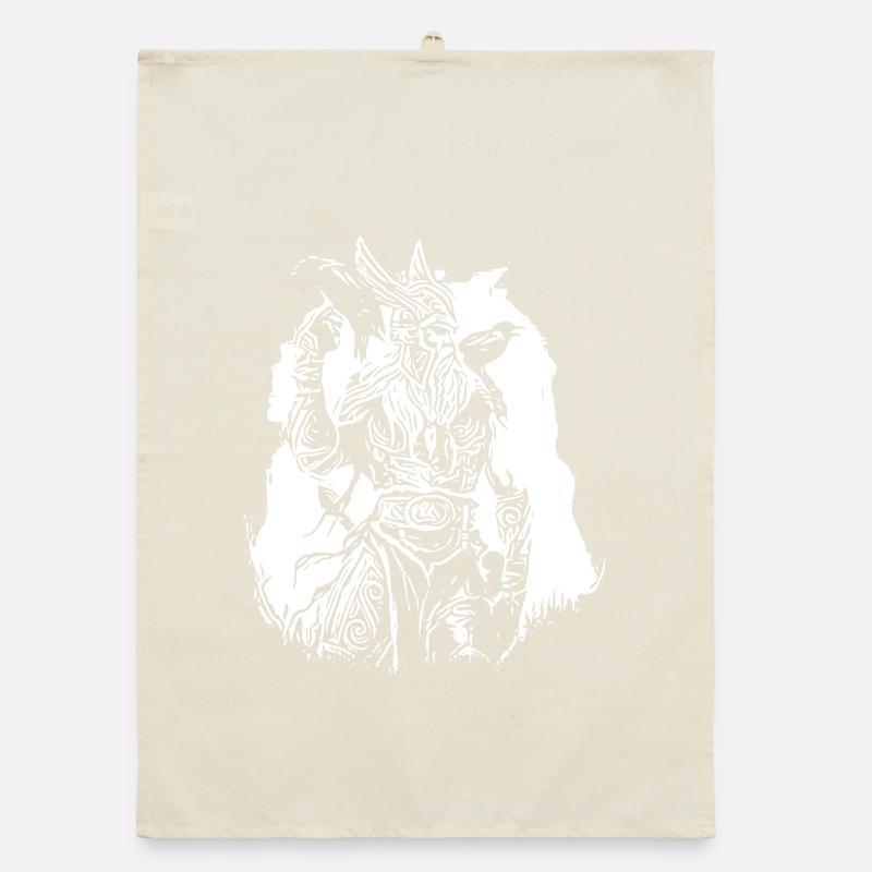 Wikinger mit Raben Organic Geschirrtuch