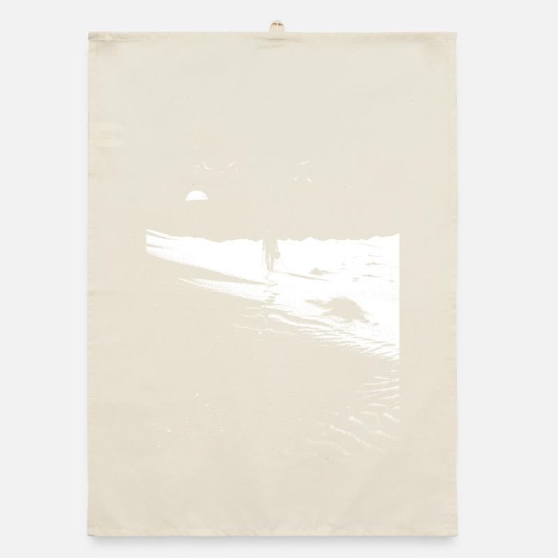 Path through the desert with footprints - Monochrome Art Organic dish towel