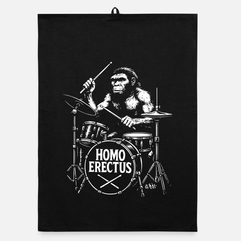 Progressiver Homo Erectus Ape mit Trommeln Geschenk Organic Geschirrtuch