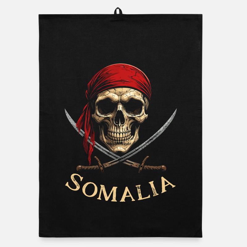 Red Pirate Skeleton Head Organic dish towel